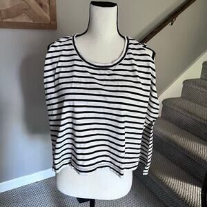 free people black and white stripe high low crop top sleeveless small